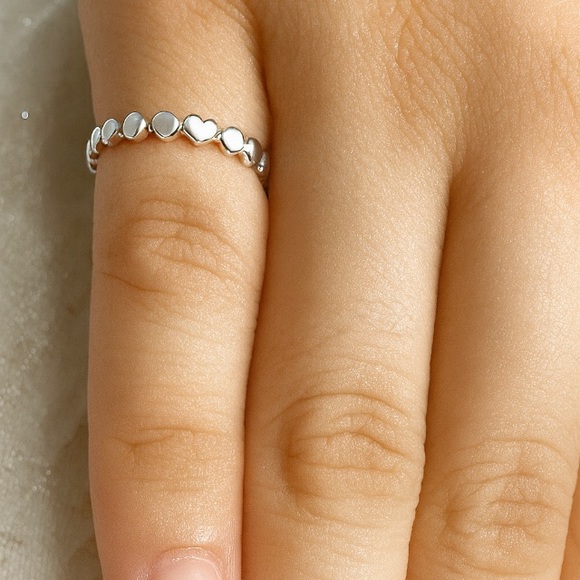 Antian Accessories™ Jewelry - Antian Accessories™ Heart Band Ring S925 Sterling Silver.Size 5